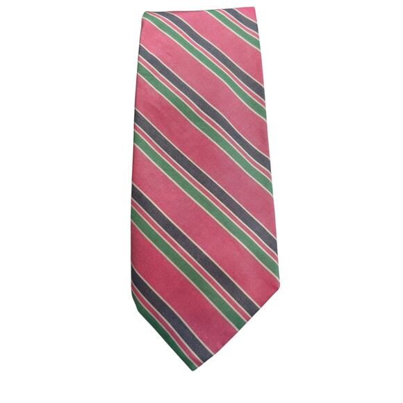Brooks Brothers Mens Pink Repp Striped Silk Tie Preppy Old Money Boarding School - Picture 2 of 5